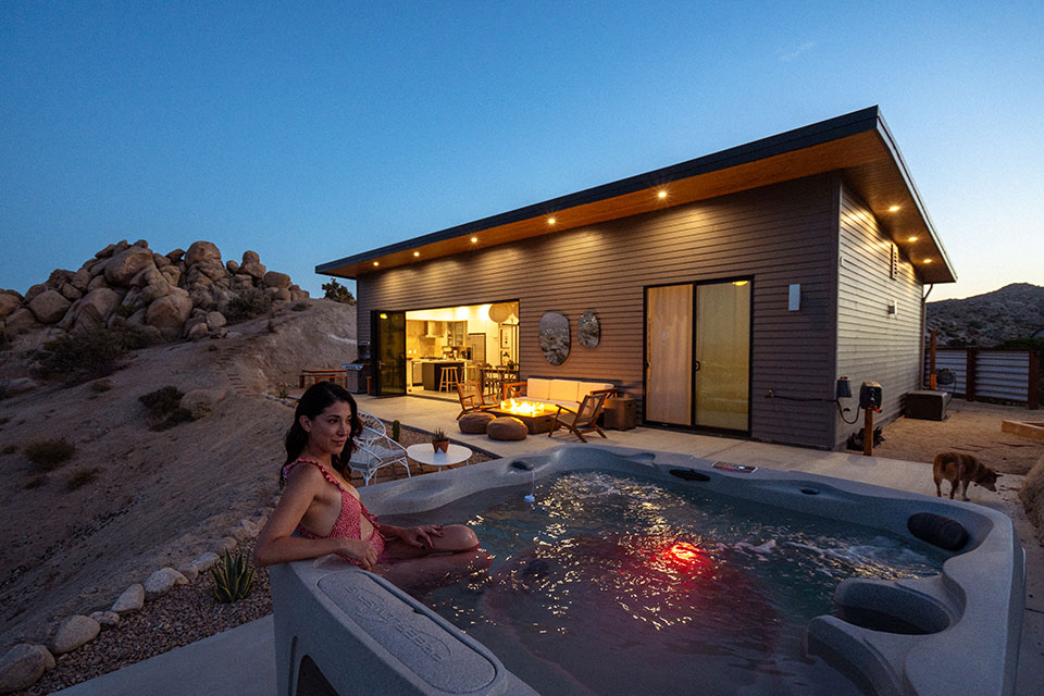 woman in hot tub on holiday