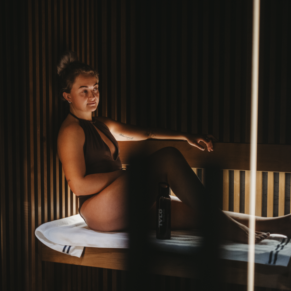 Women sat in sauna