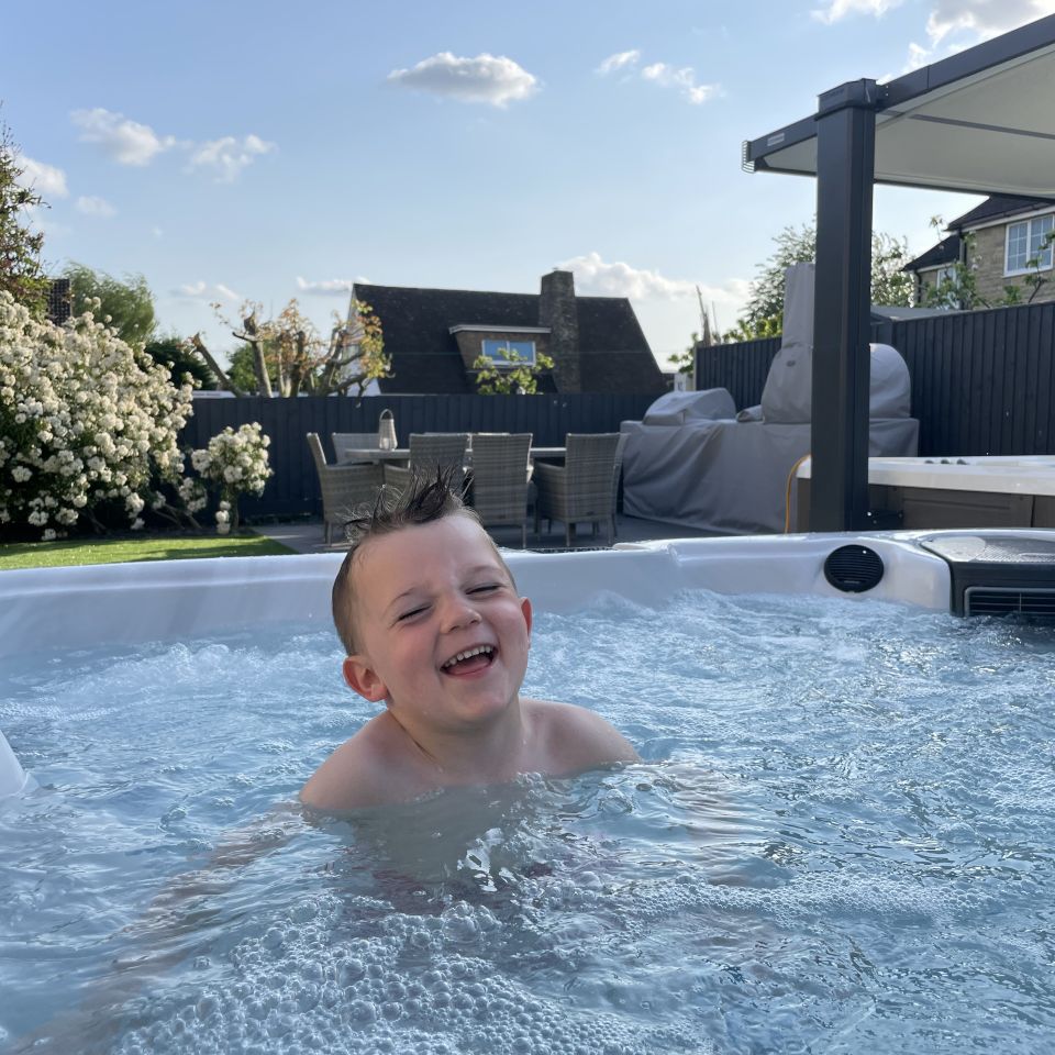 Boy in hot tub
