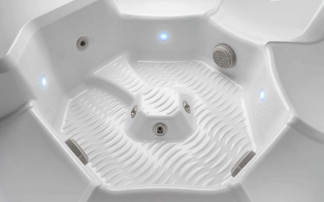 Close up of footwell in a Limelight Flash hot tub