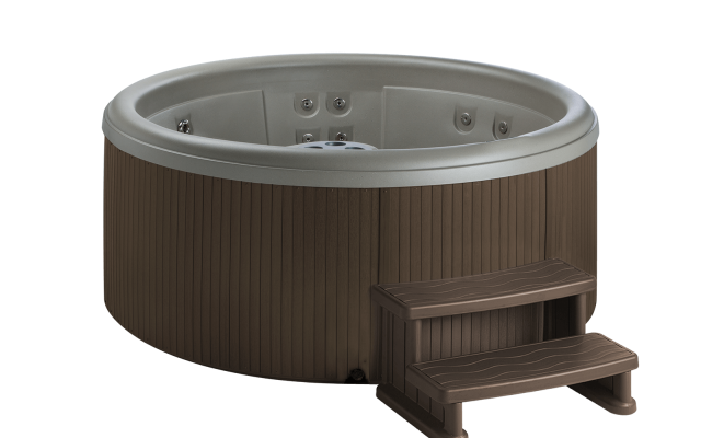 Taupe Shell, Brown Cabinet