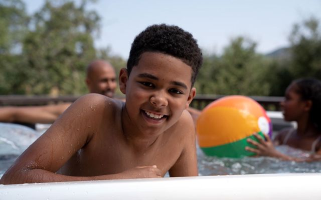 Family in Hot Tub