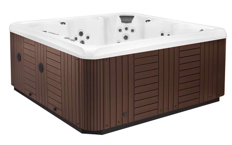 A three-quarter view of a Marquis Vegas hot tub, isolated against a white background